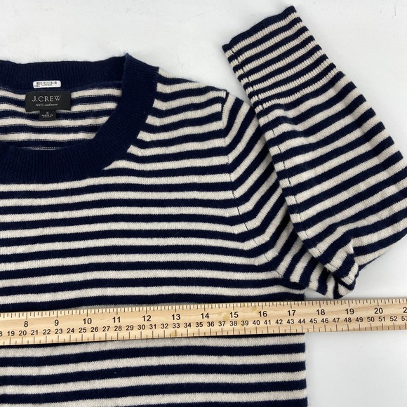 J Crew Sweater Womens Small Navy Striped 100% Cashmere Crewneck Nautical Preppy - Picture 5 of 8